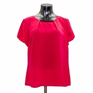 YOUR Sixth Sense Hot Pink Pleated Short Sleeve Top